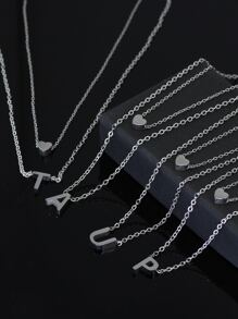 2入組/套字母和心形墜飾多層次項鍊