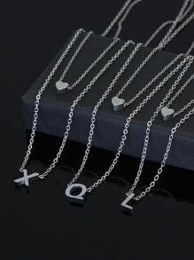 2入組/套字母和心形墜飾多層次項鍊