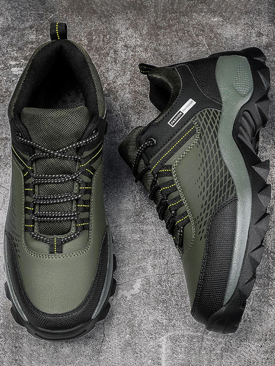 Giày thể thao cho nam, Giày đi bộ đường dài có dây buộc phía trước họa tiết chữ cái