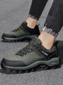 Giày thể thao cho nam, Giày đi bộ đường dài có dây buộc phía trước họa tiết chữ cái - màu xanh lá - Xem 4