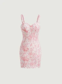 SHEIN MOD Floral Print Split Hem Cami Dress - Multicolor - View 1