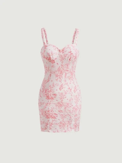 SHEIN MOD Floral Print Split Hem Cami Dress