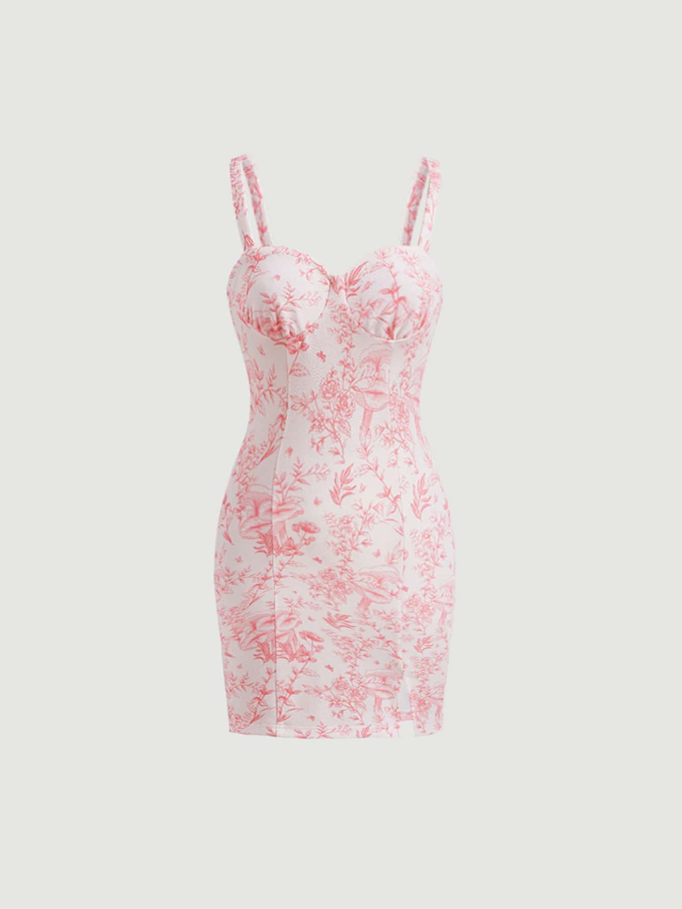 SHEIN MOD Floral Print Split Hem Cami Dress - Multicolor - View 1