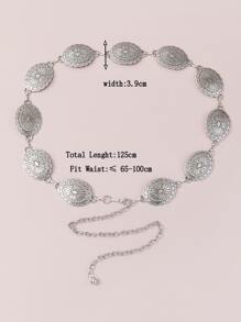 Textured Metal Chain Belt - Silver - View 4