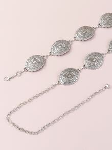 Textured Metal Chain Belt - Silver - View 5