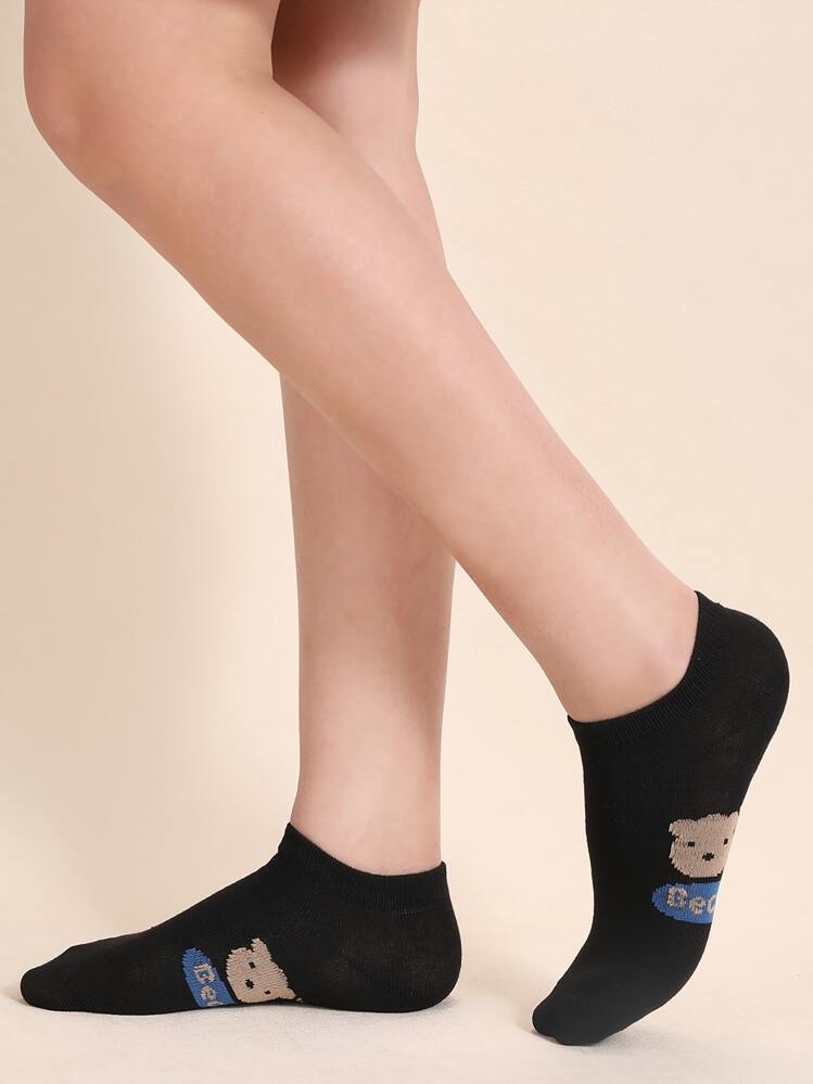 10ペア ストライプ & 漫画グラフィック アンクルソックス - マルチカラー - 見る 3