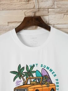 Hombres Camiseta de coche & con estampado tropical - Blanco - Ver 5