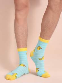 男士鴨子圖案中筒襪 - 彩色 - 查看 2
