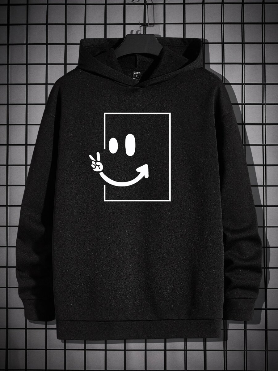 Manfinity Men Cartoon Graphic Hoodie - Black - View 1