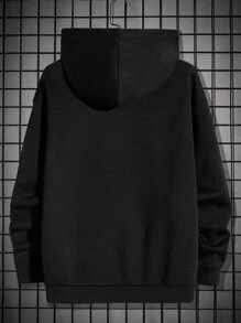 Manfinity Men Cartoon Graphic Hoodie - Black - View 2