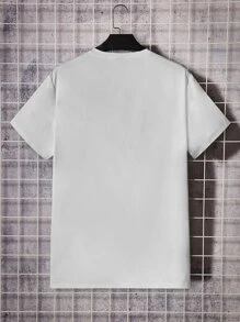 Manfinity VCAY Hombres Camiseta con diseño de parche de letra de color combinado