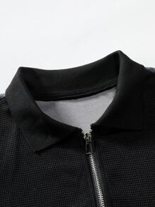 Manfinity Homme Áo thun có cổ Nam Dây kéo Khối Màu Sọc Giải trí - Nhiều màu - Xem 6