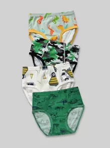 Chicos 4 piezas Calzoncillos con estampado de dibujos animados - Multicolor - Ver 1