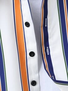 SHEIN 小男童垂直條紋紐扣襯衫 - 彩色 - 查看 4