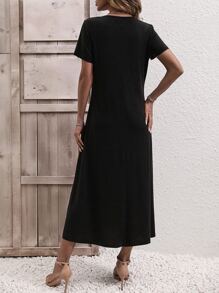 EMERY ROSE Color Block Tee Dress - Army Green - View 2