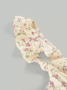 SHEIN MOD Đầm Xù Dây kéo Tách cao Hoa Tất cả trên in Boho - Màu be - Xem 3