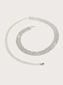 Thắt lưng xích trang trí đá Rhinestone 8 hàng cho nữ, dùng cho tiệc tùng, mặc hàng ngày và mặc thường ngày, Halloween mùa hè, trường học mùa thu, mùa thu, Halloween - Bạc - Xem 3