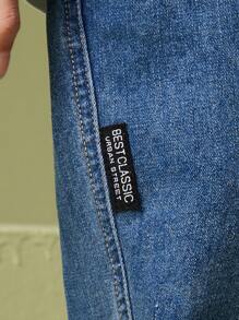 Bé Trai Quần Jeans Đắp vá Túi Lá thư - Rửa tối - Xem 3