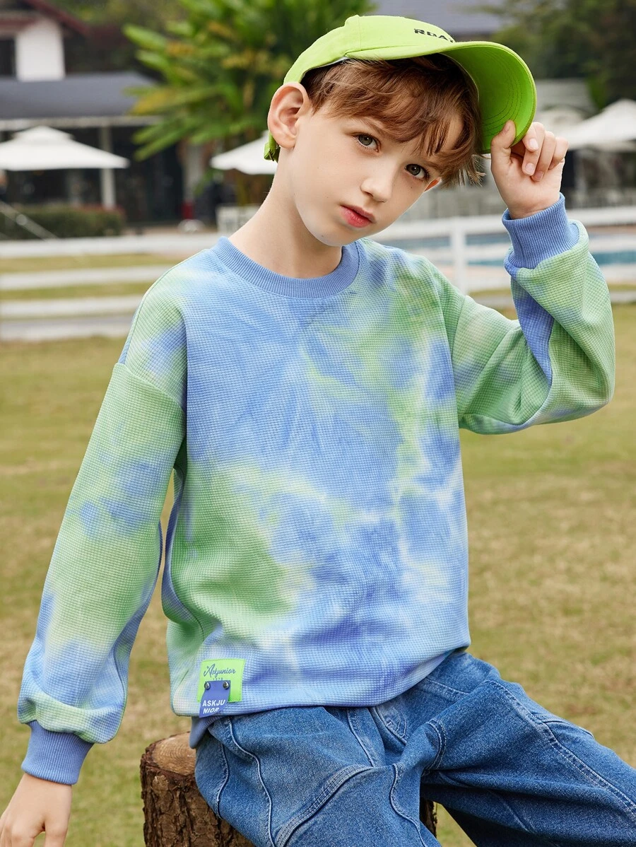 Boys Tie Dye Drop Shoulder Sweatshirt - Multicolor - View 1