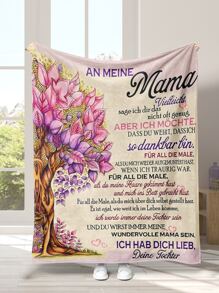 1 cái chăn họa tiết hoa & khẩu hiệu - Nhiều màu - Xem 1