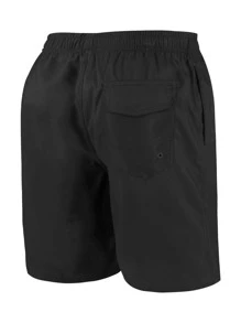 男士字母圖案腰部抽繩泳褲 - 黑色 - 查看 2