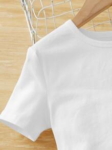 SHEIN 女孩不對稱領T恤和幾何印花腰帶闊腿褲 - 彩色 - 查看 3