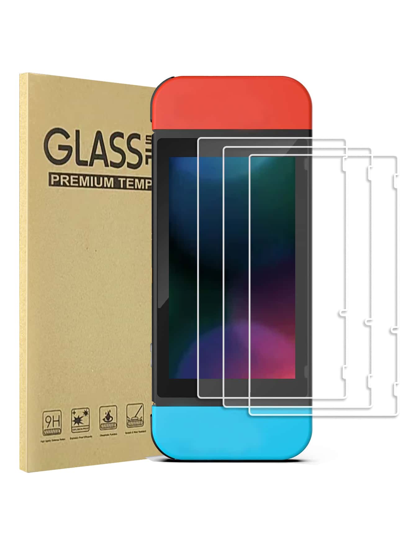 3 miếng kính cường lực bảo vệ màn hình cao cấp tương thích với Switch - Trong sáng - Xem 1