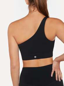 GLOWMODE FeatherFit™ One Shoulder Bra Low Impact Yoga Daily Studio Removable Cups - Black - View 6