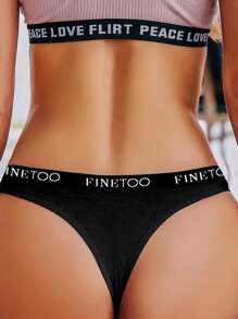 Bragas con estampado de letra y corazón - Negro - Ver 2