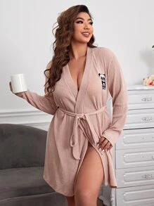 Bata con cinturón panda con parche - Rosa vieja - Ver 3