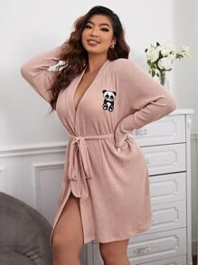 Bata con cinturón panda con parche - Rosa vieja - Ver 1