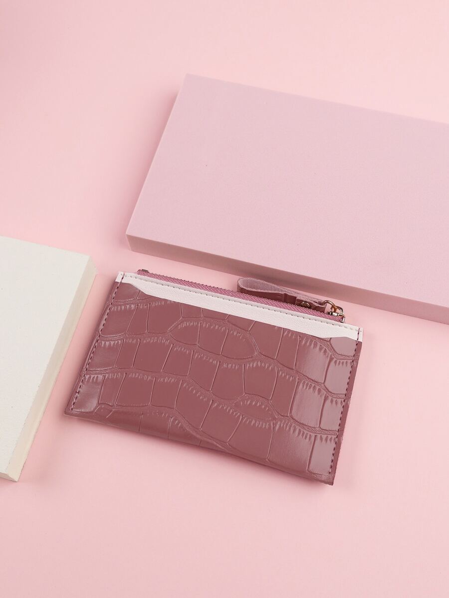 Crocodile Embossed Slim Lightweight Portable Cash Card Card Coin Pocket For Birthday Gift Anniversary On Valentine Day Couple Female Lady Girls Teenagers For College Student School Student Lightweight Portable Card Card White-Collar Workers For Female For Holiday For Anniversary For Birthday Gift Bag Present Gifts For Teachers Hot Pink Casual High Quality Leather Card Holder Wallet Business Card Holder Credit Card Holder Id Card Holder Women Wallet Mini Wallet Purse Wallet Card Wallet - Dusty Pink - View 1