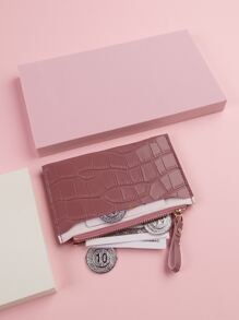 Crocodile Embossed Slim Lightweight Portable Cash Card Card Coin Pocket For Birthday Gift Anniversary On Valentine Day Couple Female Lady Girls Teenagers For College Student School Student Lightweight Portable Card Card White-Collar Workers For Female For Holiday For Anniversary For Birthday Gift Bag Present Gifts For Teachers Hot Pink Casual High Quality Leather Card Holder Wallet Business Card Holder Credit Card Holder Id Card Holder Women Wallet Mini Wallet Purse Wallet Card Wallet - Dusty Pink - View 4