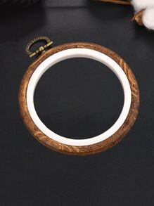 1入組木紋手工刺繡戒指 - 灰色 - 查看 1