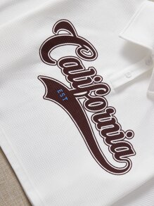 SHEIN EZwear Camiseta crop con estampado de letra de hombros caídos