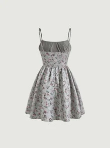 SHEIN MOD Ditsy Floral Print Cami Dress - Mint Green - View 2