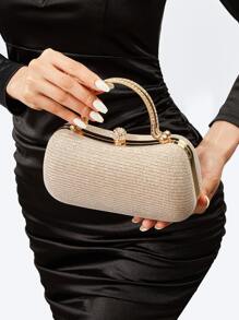 轻巧、商务休闲水钻装饰水桶包迷你抽绳设计、透明包时尚珍珠包晚宴包、晚餐包迷人、优雅、精致、安静的奢华水钻，适合派对女孩、女士、新娘，非常适合派对、晚宴/宴会圣诞派对礼服 - 香檳色 - 查看 6