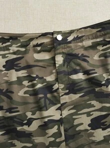 SHEIN EZwear 字母圖案短款T恤和迷彩印花半身裙 - 彩色 - 查看 5