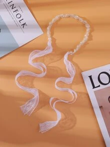 Faux Pearl Decor Hair Band - White - View 1