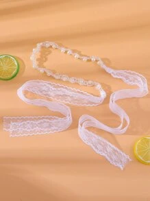 Faux Pearl Decor Hair Band - White - View 2