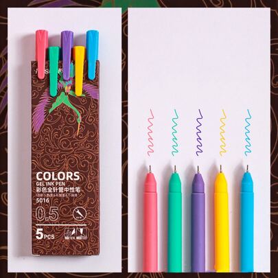 5pcs Mixed Color Gel Pen