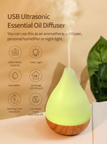 ellestfun 1 pieza Difusor de aceites esenciales ultrasónico de 7 modos de color - Blanco - Ver 3