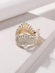 水鑽和人造珍珠裝飾髮爪 - 彩色 - 查看 1