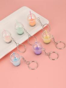 6pcs Women Milk Tea Charm Fashionable Keychain For Daily Life - Multicolor - View 1