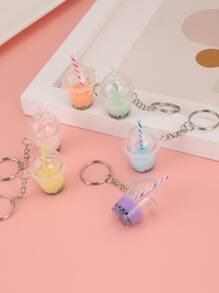 6pcs Women Milk Tea Charm Fashionable Keychain For Daily Life - Multicolor - View 2