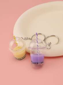 6pcs Women Milk Tea Charm Fashionable Keychain For Daily Life - Multicolor - View 3