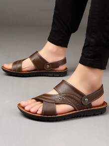 Men Brown Studded Decor Slingbacks Sandals, Open Toe Arabic Sandals - Brown - View 4