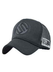 Letter Embroidered Baseball Cap - Black - View 1