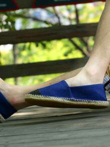 Hombres Alpargatas mezclilla Mocasines para casual de dos tonos sin cordones - Azul - Ver 2