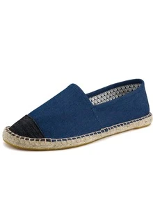 Hombres Alpargatas mezclilla Mocasines para casual de dos tonos sin cordones - Azul - Ver 4